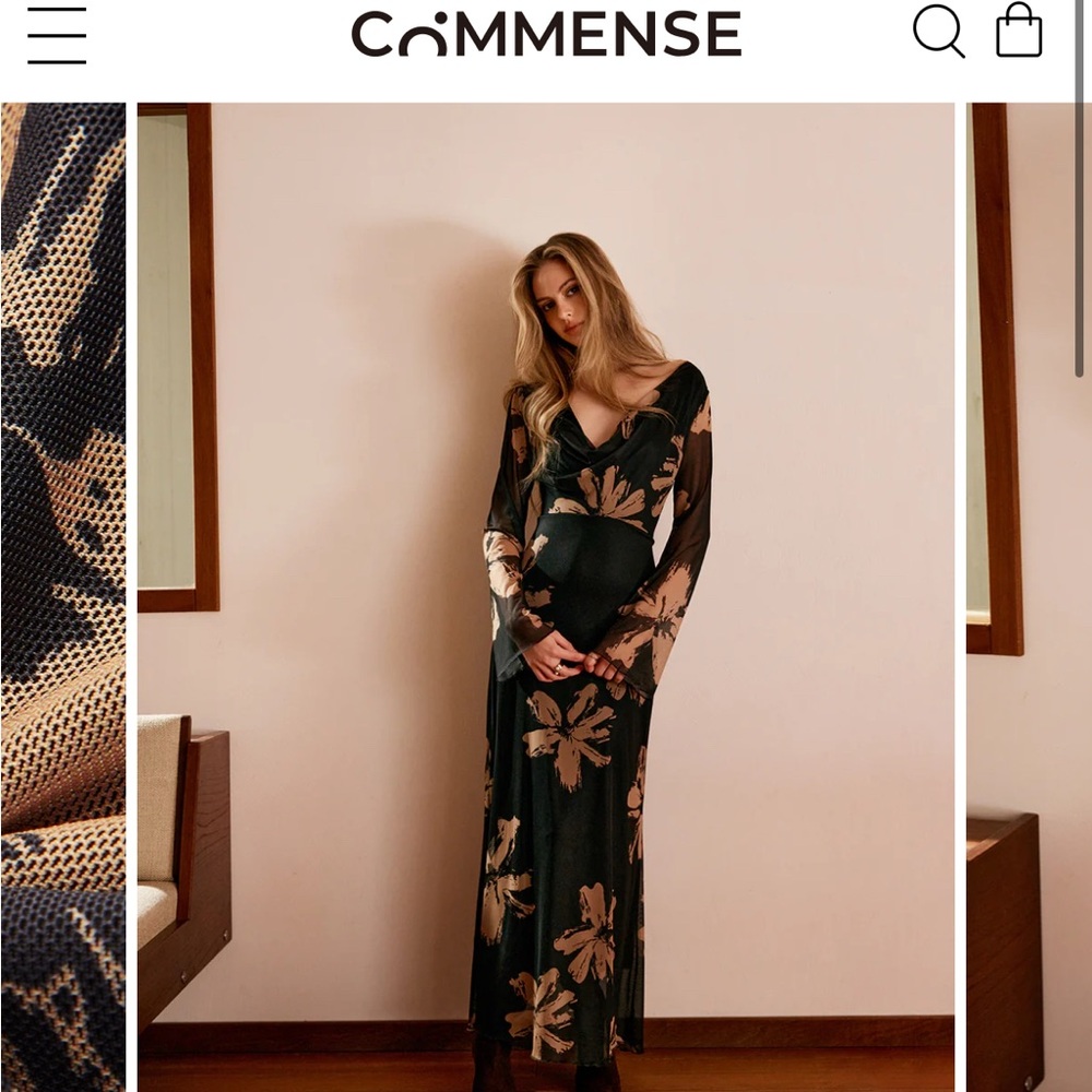 Boheme Printed Cowl Neck Floral Dress